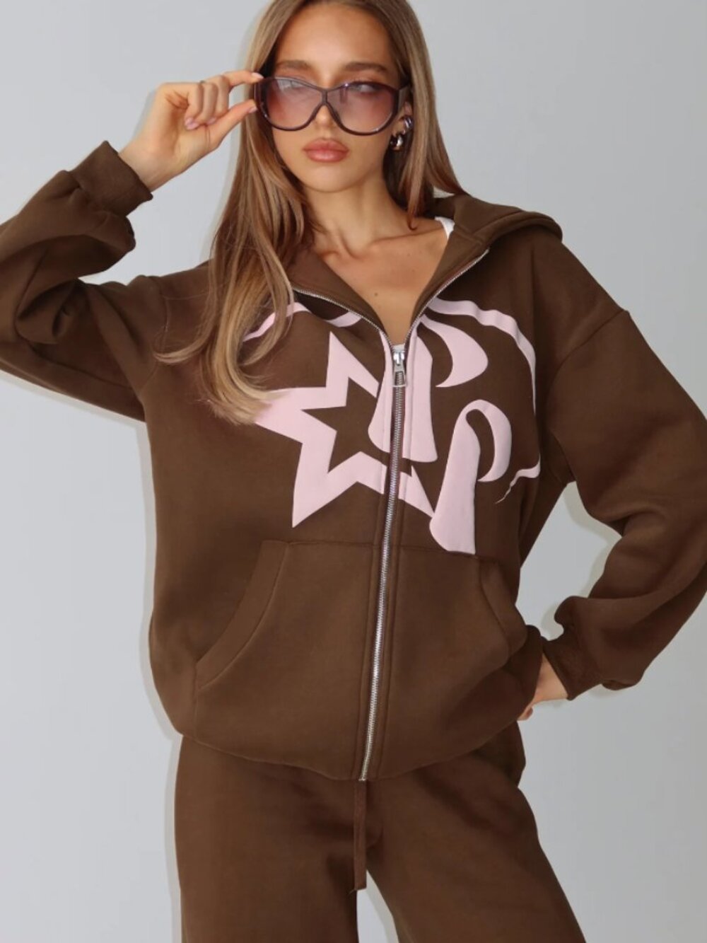 Princess Polly Stargirl Zip Through Jumper Brown